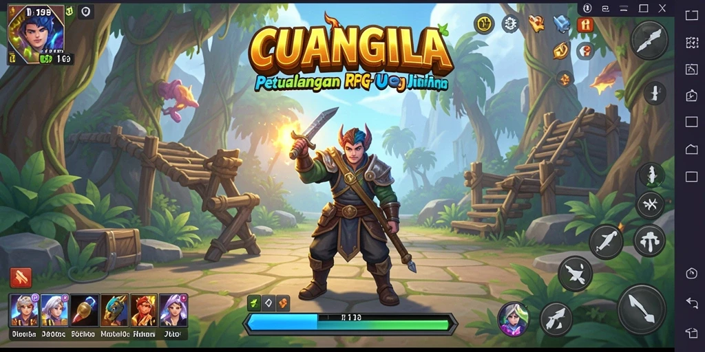 Tangkapan layar utama CUANGILA menunjukkan gameplay RPG yang seru dan mendebarkan.