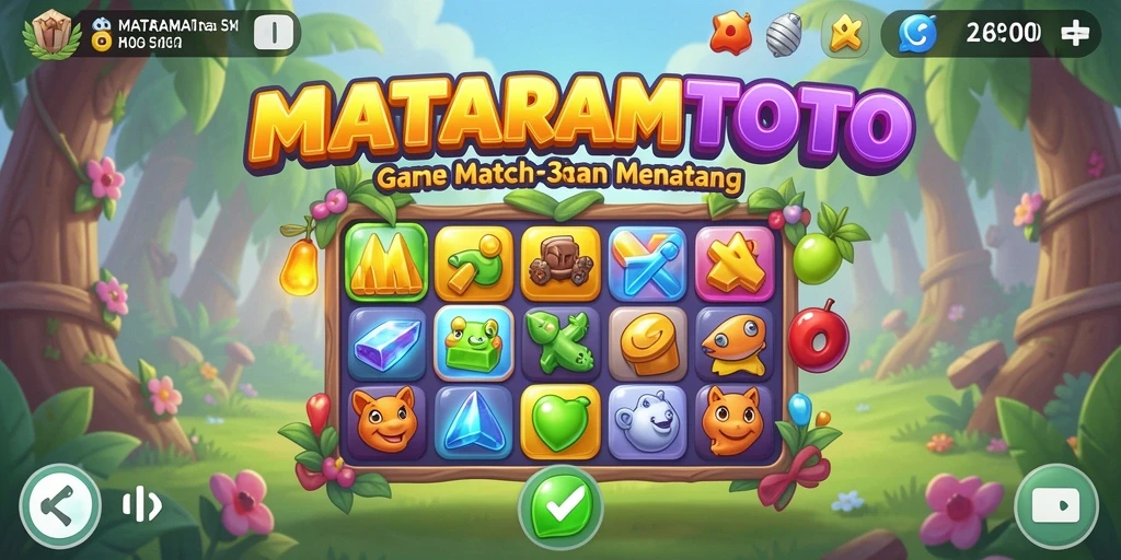 Tampilan gameplay menarik dari MATARAMTOTO dengan level Match-3 yang menantang.