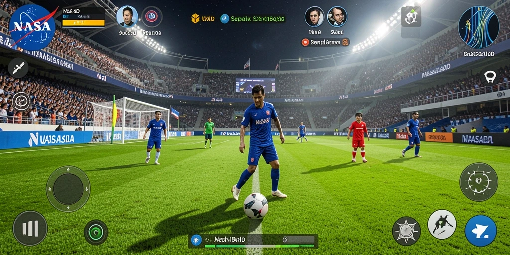 Tampilan gameplay menegangkan dari permainan sepak bola di NASA4D.